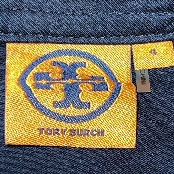 NWOT Tory Burch Dacey Navy Ruffled Stretch Cotton Logo Skirt Sz 4 $295 - Picture 6 of 6